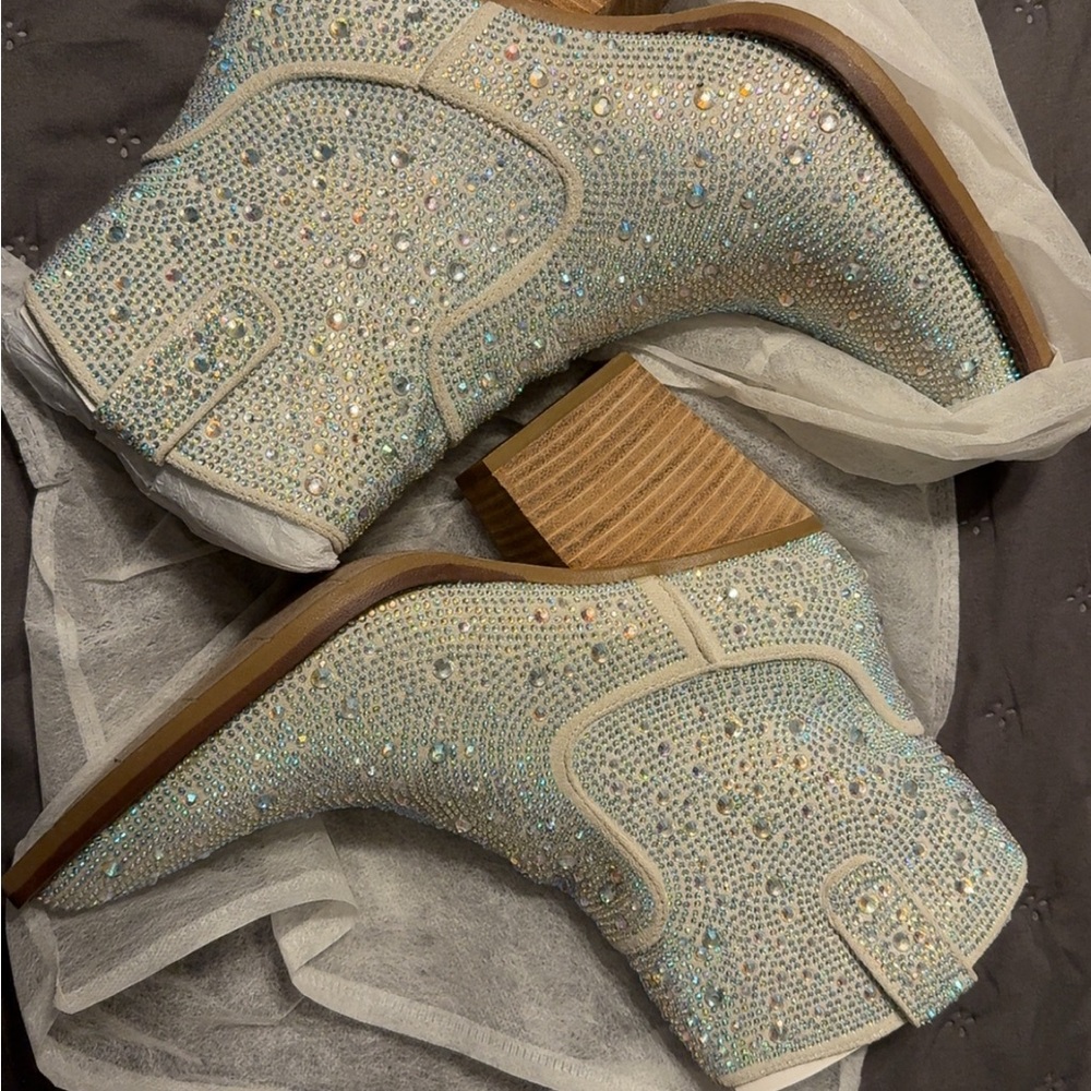 Elegant Crystal-Embellished Ankle Boots